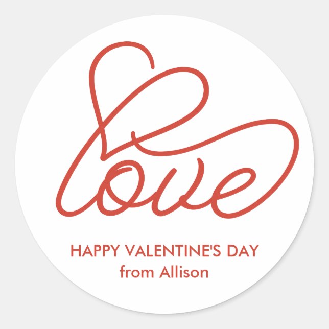 Happy Valentine's Day Personalisierte Liebe Aufkle Runder Aufkleber (Vorderseite)