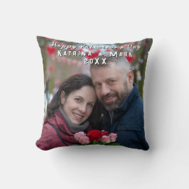 Happy Valentine's Day Personalisiertes Foto & Name Kissen