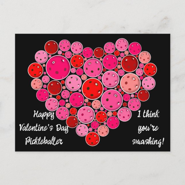 Happy Valentine's Day Pickleball Herz personalisie Postkarte (Vorderseite)