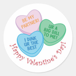 Happy Valentine's Day Pickleball Style-2 Runder Aufkleber