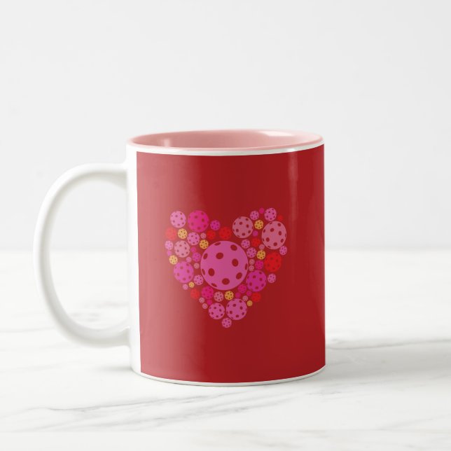 Happy Valentine's Day Pickleball Style Zweifarbige Tasse (Links)