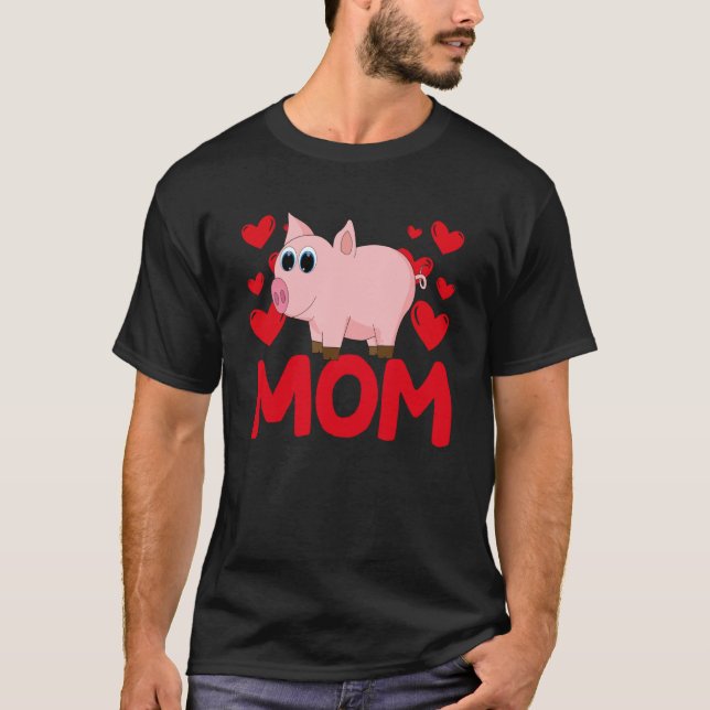 Happy Valentine's Day Pig Mom Mothers Day Valentin T-Shirt (Vorderseite)