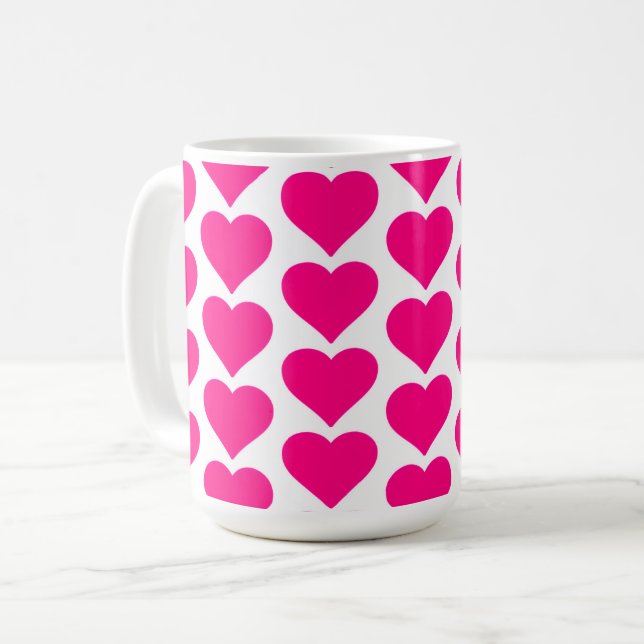 Happy Valentine's Day - pink heart accent Kaffeetasse (Vorderseite Links)