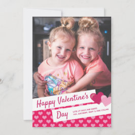 Happy Valentine's Day Pink Heart Custom Foto Feiertagskarte