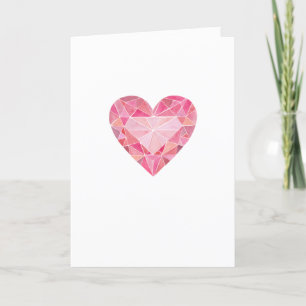Happy Valentines Day Pink Heart Diamond Gem Liebe Feiertagskarte