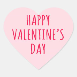 Happy Valentine's day pink heart Herz-Aufkleber