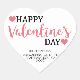 HAPPY VALENTINE's DAY Pink Heart Rücksendeadresse Herz-Aufkleber