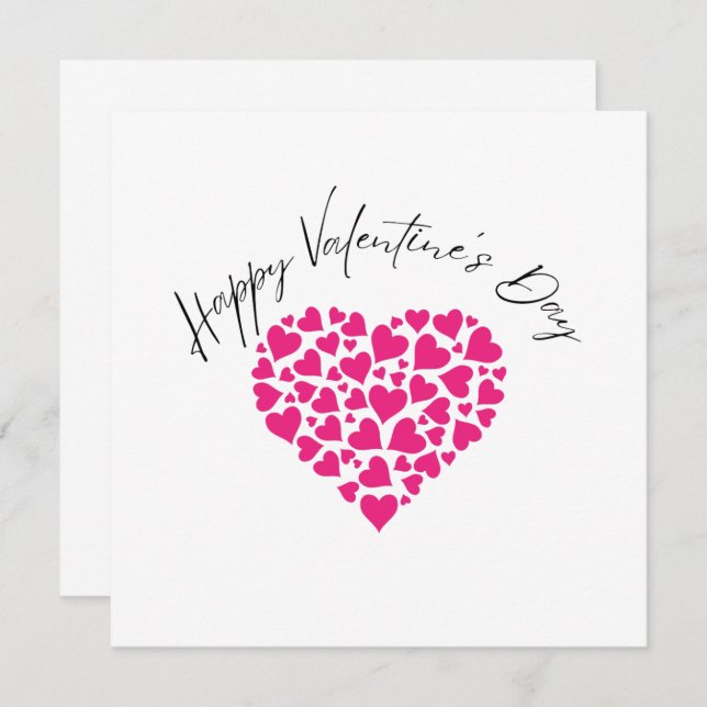Happy Valentine's Day Pink Hearts Card Einladung (Vorne/Hinten)