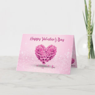 Happy Valentine's Day Pink Hyacinth Herz Karte
