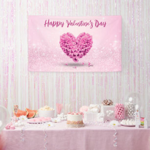 Happy Valentine's Day Pink Hyacinth Lovely Herz Banner