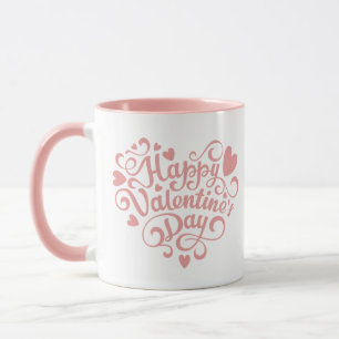 Happy Valentine's Day Pink Modern Tasse
