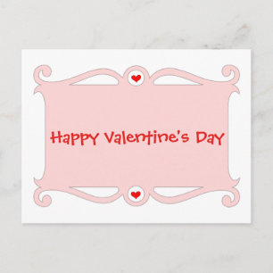 Happy Valentine's Day Pink Scroll Postkarte