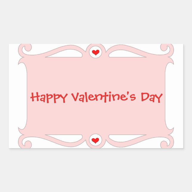 Happy Valentine's Day Pink Scroll Rechteckiger Aufkleber (Vorderseite)