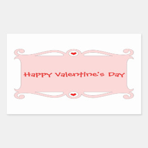 Happy Valentine's Day Pink Scroll Rechteckiger Aufkleber