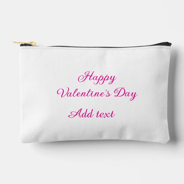 Happy Valentine's day pink text name message Zubehörtasche (Vorderseite)