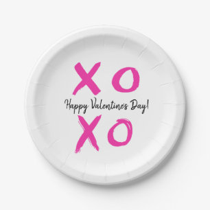 Happy Valentine's Day Pink white XOXO Pappteller