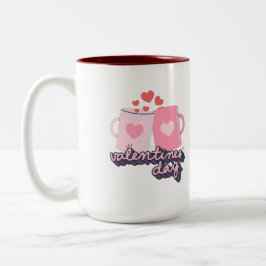 Happy Valentine's Day Pink Zweifarbige Tasse