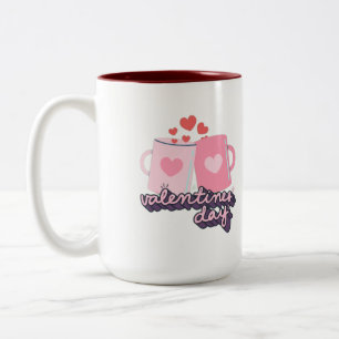 Happy Valentine's Day Pink Zweifarbige Tasse