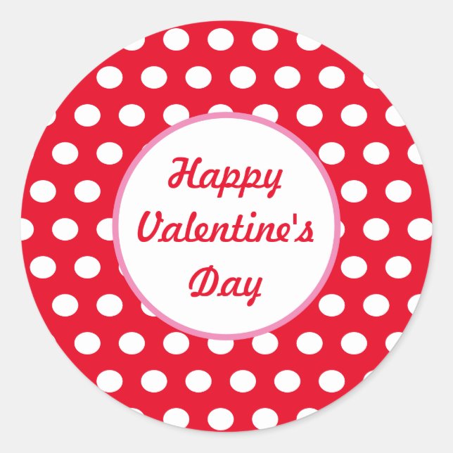 Happy Valentine's Day Polka Dot Round Stickers (Vorderseite)