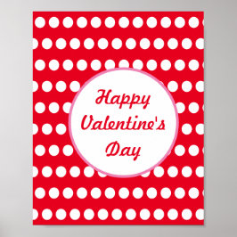 Happy Valentine's Day Polka Dot Wall Poster (rot)