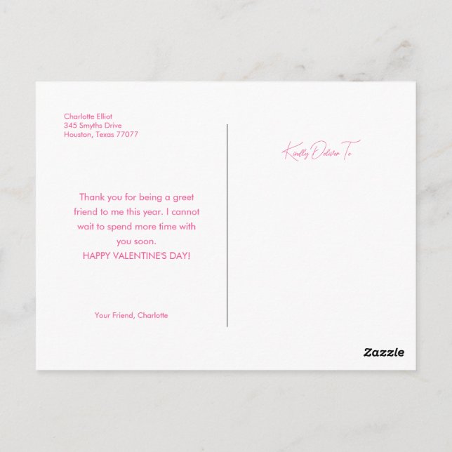 Happy Valentines Day Postcard Postkarte (Rückseite)