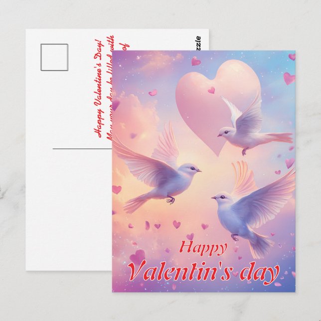 Happy Valentine's Day Postkarte (Vorne/Hinten)