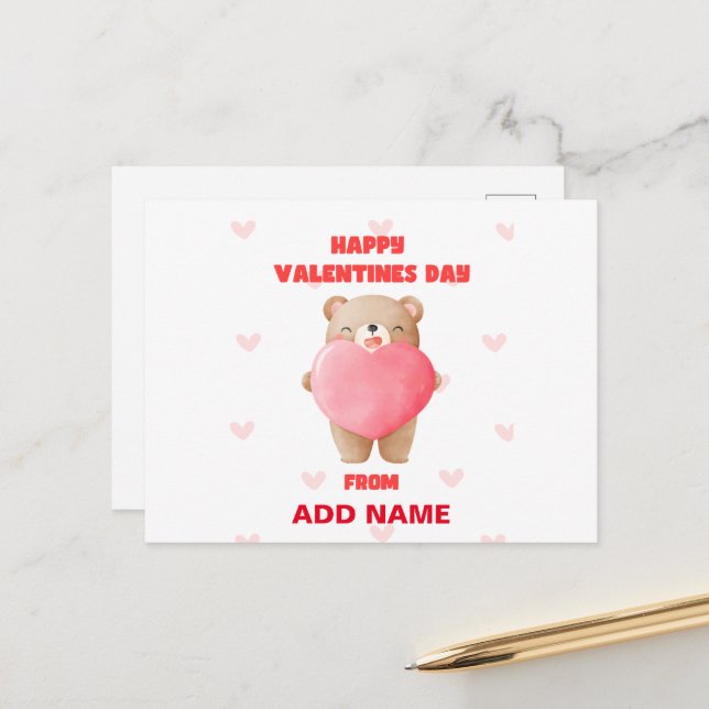 Happy Valentines Day Postkarte (Vorderseite/Rückseite Beispiel)
