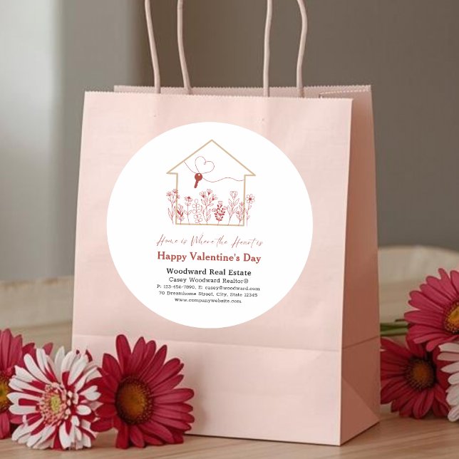 Happy Valentine's Day Real Anwesen Immobiliengesch Runder Aufkleber (Von Creator hochgeladen)