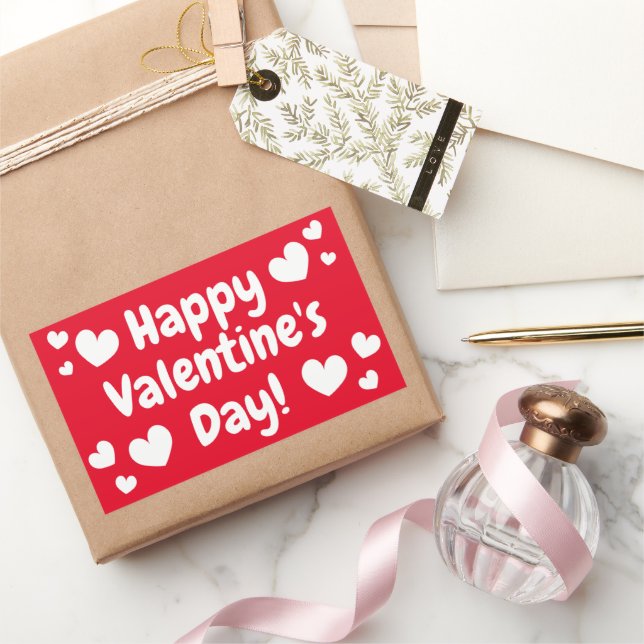 Happy Valentine's Day Rechteckige Aufkleber (Schenken)