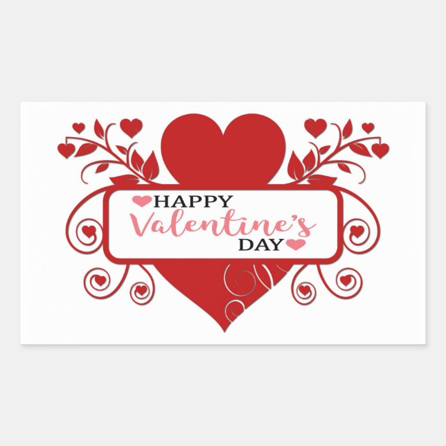 Happy Valentine's Day Rechteckiger Aufkleber (Vorderseite)