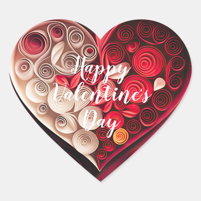 Happy Valentine's Day Red and Pink Hearts Herz-Aufkleber (Vorderseite)