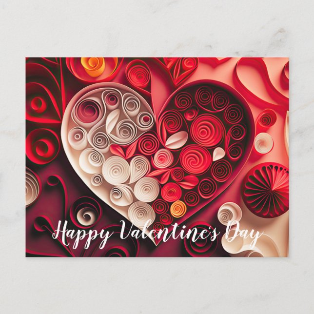 Happy Valentine's Day Red and Pink Hearts Postkarte (Vorderseite)