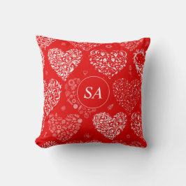 Happy Valentine's Day Red and White Hearts Kissen