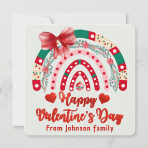 Happy Valentines Day, Red boho Regenbogenherzen Feiertagskarte