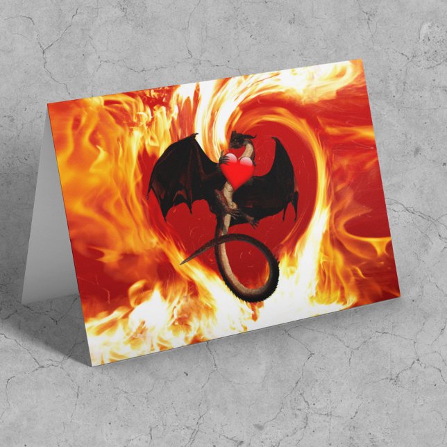 Happy Valentine's day Red Dragon Feuer Herz Karte (Von Creator hochgeladen)