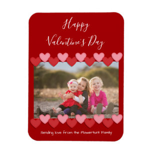 Happy Valentines Day Red Family Foto Magnet