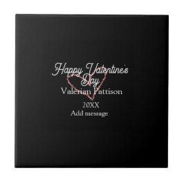 Happy Valentine's day red glitter heart black name Fliese