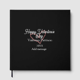 Happy Valentine's day red glitter heart black name Gästebuch