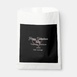 Happy Valentine's day red glitter heart black name Geschenktütchen
