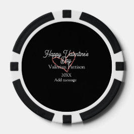 Happy Valentine's day red glitter heart black name Pokerchips
