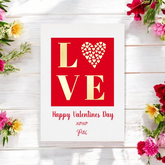 Happy Valentines Day Red Gold Liebe Script Folieneinladung (Von Creator hochgeladen)