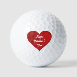 Happy Valentine's Day Red Heart für sie Golfball