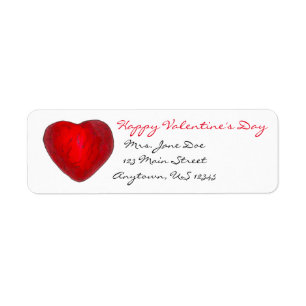 Happy Valentine's Day Red Heart Liebe Address Labe