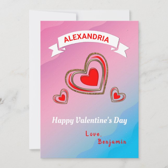 Happy Valentines Day Red Heart Pattern Personalize (Vorderseite)