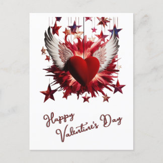 Happy Valentine's Day Red Heart Postkarte