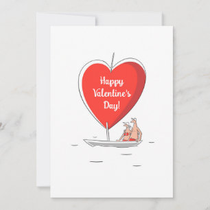 Happy Valentine's Day Red Heart Sailboat Liebhaber Feiertagskarte
