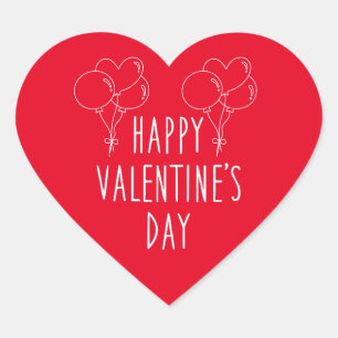 Happy Valentine's Day Red Heart Sticker