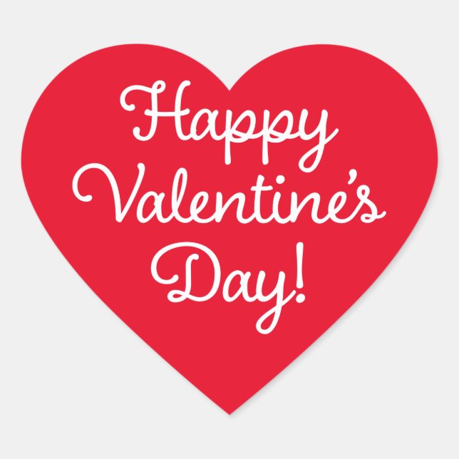 Happy Valentine's Day Red Heart Sticker (Vorderseite)