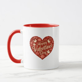 Happy Valentine's Day Red Heart Tasse