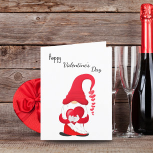 Happy Valentine's Day Red Hearted Gnome Feiertagskarte
